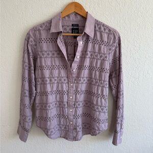 GAP Lavender Eyelet Button-Up Blouse